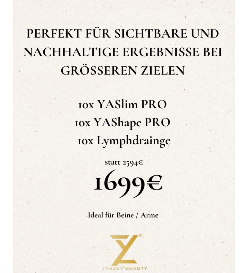 Pakket 5 - Perfect voor duurzame resultaten - (10x) YASlim Pro, YAShape Pro, Lymfedrainage